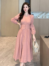 BXOXO party look inspos Vintage Long Sleeve Dresses Autumn New French Elegant V Neck Single Breasted Women Fairy Dress Solid High Waist Ladies Robe New